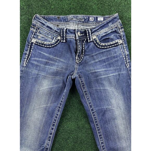 Miss Me Boot Heavy Stitched Cross Jeans - Picture 4 of 7